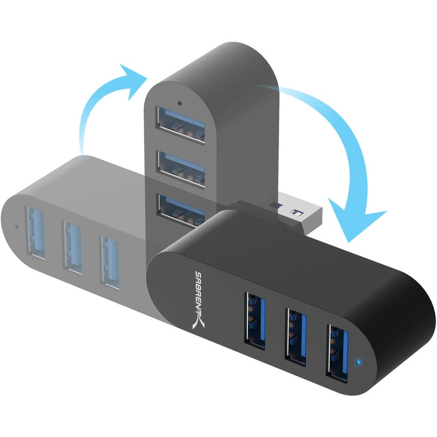 Sabrent Premium 3-Port Aluminum Mini USB 3.0 [90&deg;/180&deg; Degree Rotatable] (HB-R3MB)