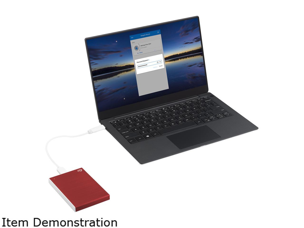 Seagate 1Tb Backup Plus Slim Portable External Hard Drive Usb 3.0 Sthn1000403 Red + 1Yr Mylio Create + 2Mo Adobe Cc Photography