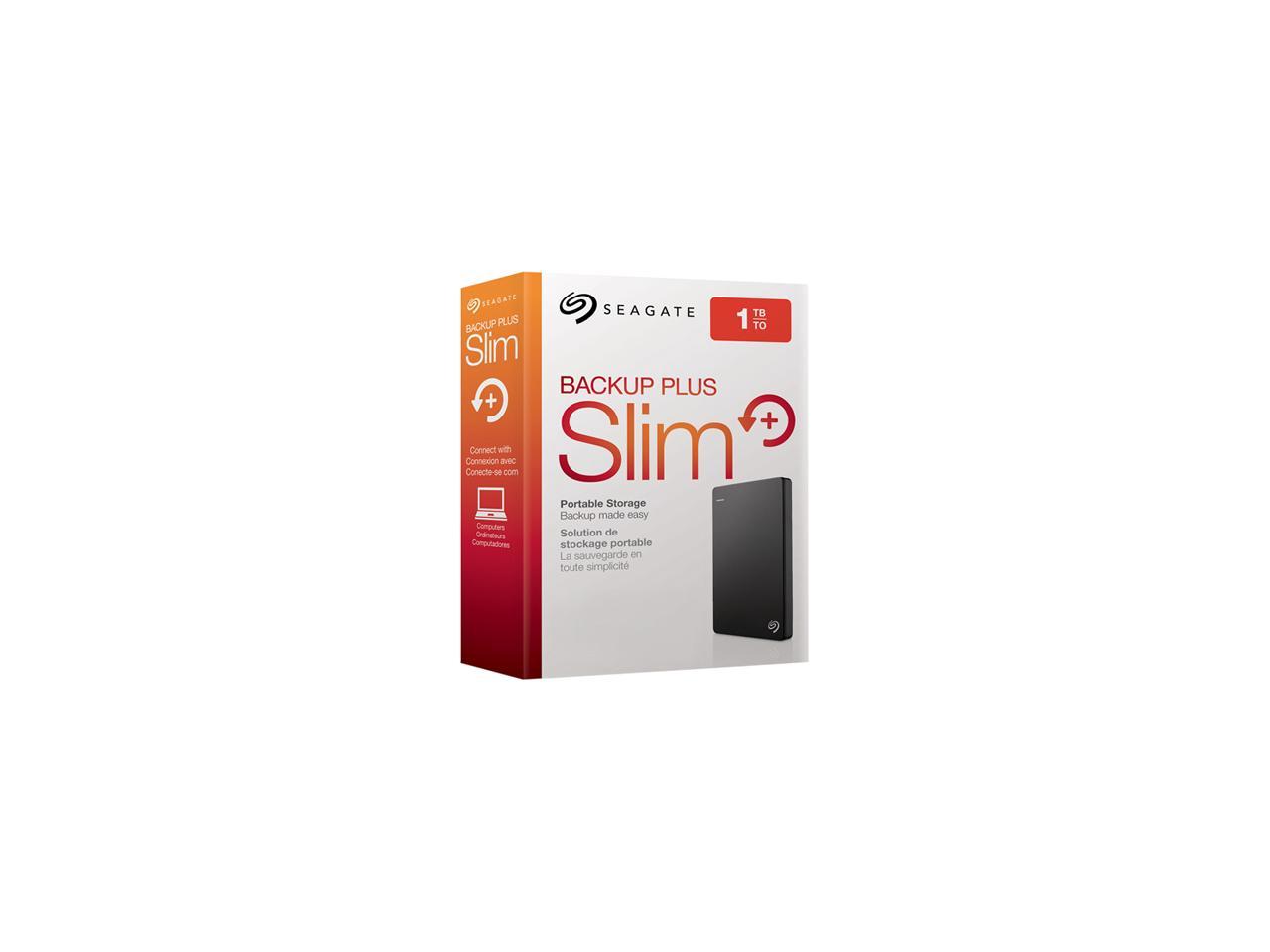 Seagate Backup Plus Slim 1Tb Usb 3.0 Portable External Hard Drive - Stdr1000100 (Black)