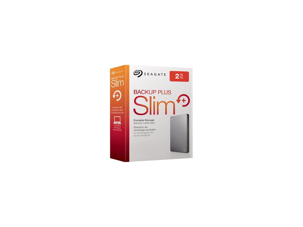 Seagate Backup Plus Slim 2Tb Usb 3.0 Portable External Hard Drive - Stdr2000101 (Silver)