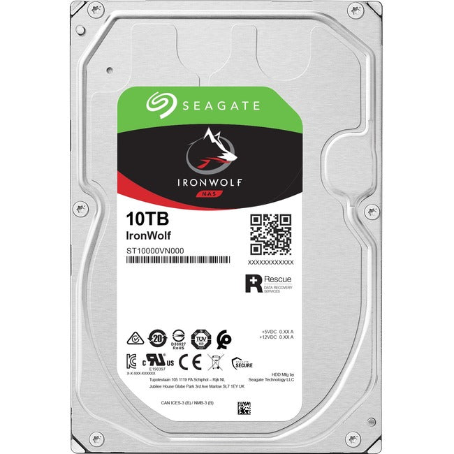 Seagate IronWolf ST10000VN000 10 TB Hard Drive - 3.5 Internal - SATA (SATA/600) - Conventional Magnetic Recording (CMR) Method"