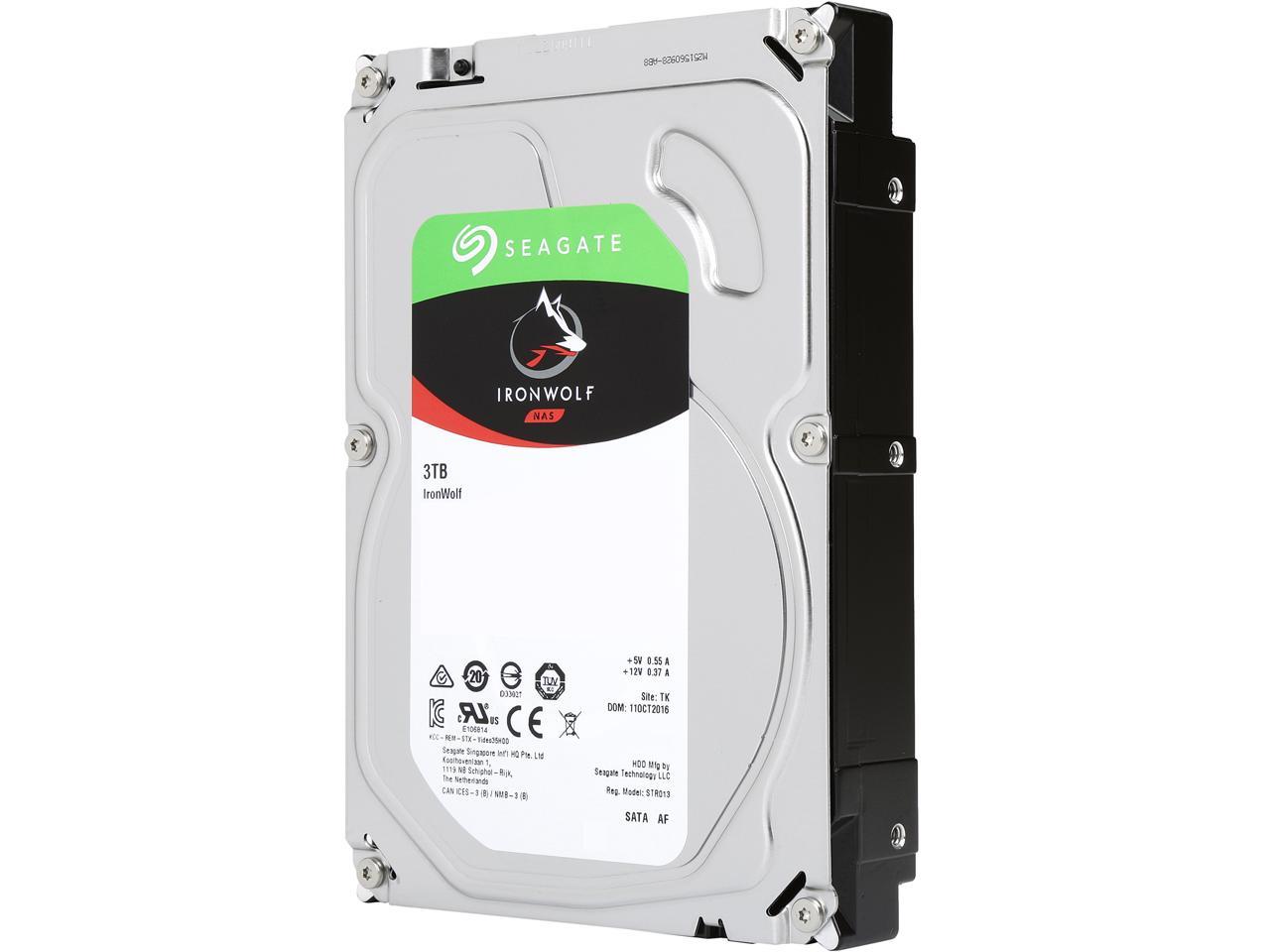 Seagate IronWolf ST3000VN007 3 TB Hard Drive - 3.5 Internal - SATA (SATA/600) - Conventional Magnetic Recording (CMR) Method"