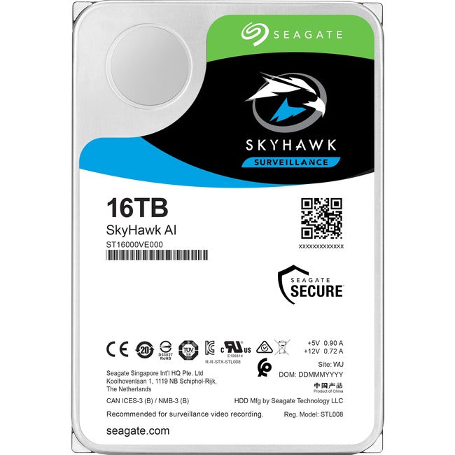 Seagate SkyHawk AI ST16000VE000 16 TB Hard Drive - 3.5 Internal - SATA (SATA/600)"