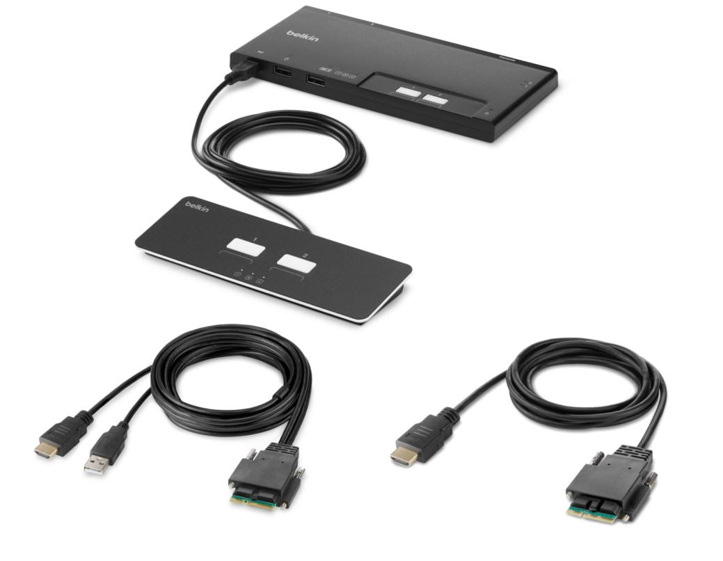 Secure HDMI KVM Switch - 2-Port Modular NIAP PP4.0 Remote Control | Belkin F1DN102MOD-HH-4