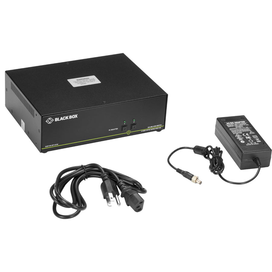 Secure KVM Switch - NIAP 3.0 DisplayPort 4K30 USB Audio CAC | Black Box SS2P-SH-DP-UCAC