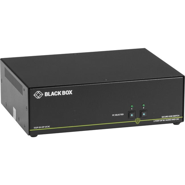 Secure KVM Switch - NIAP 3.0 DisplayPort 4K30 USB Audio CAC | Black Box SS2P-SH-DP-UCAC