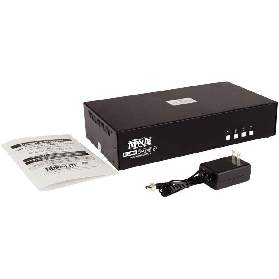 Secure KVM Switch - Tripp Lite NIAP 4-Port Dual Monitor HDMI KVM | TecISoft B002A-UH2AC4