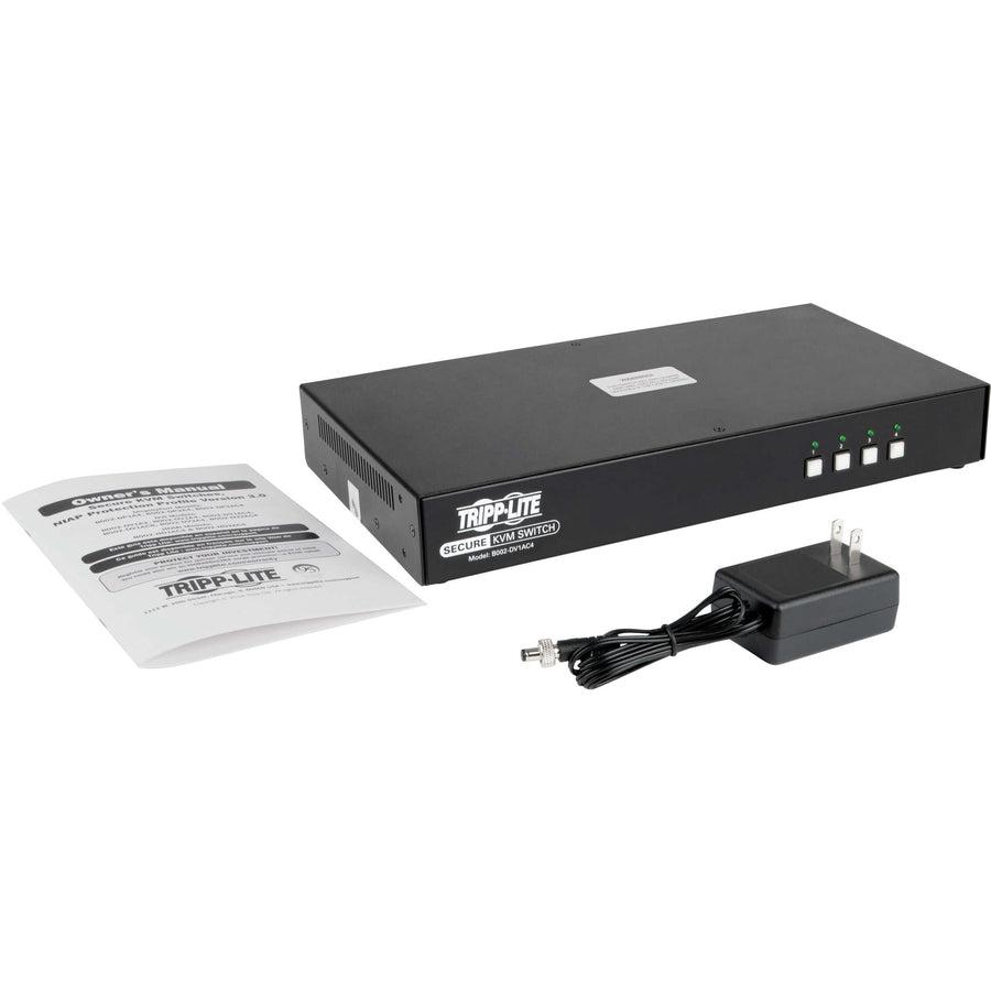Secure NIAP KVM Switch DVI 4-Port Audio CAC - Enterprise Security Solution | TecISoft B002-DV1AC4