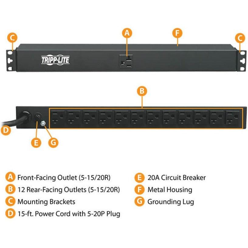 Single-Phase PDU 2.4kW 120V - 13 Outlet Rack Mount Power Distribution Unit | Tripp Lite PDU1226