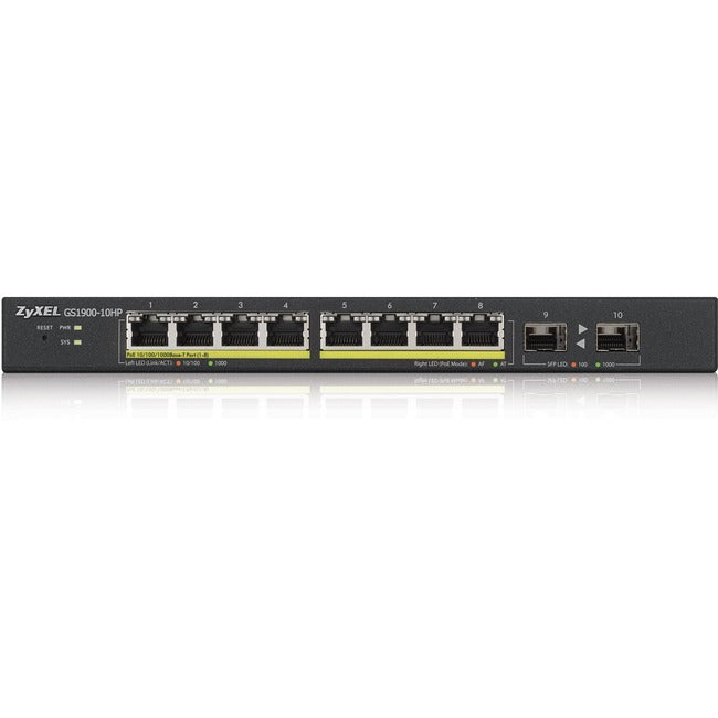 Smart Managed Switch - ZyXEL GS1900-10HP 10-Port Gigabit PoE+ | TecISoft