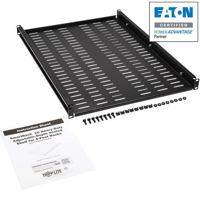 SmartRack Adjustable-Deep Steel Rack Shelf - 1U, Vented, 250 lb. Capacity SRSHELF4PHDVENT