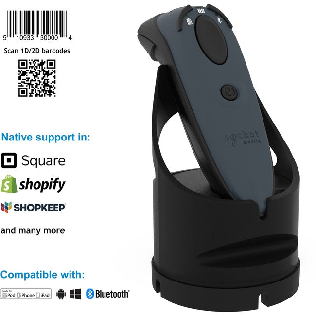 Socket Mobile DuraScan&reg; D740, Universal Barcode Scanner, Gray & Charging Dock CX3472-1940