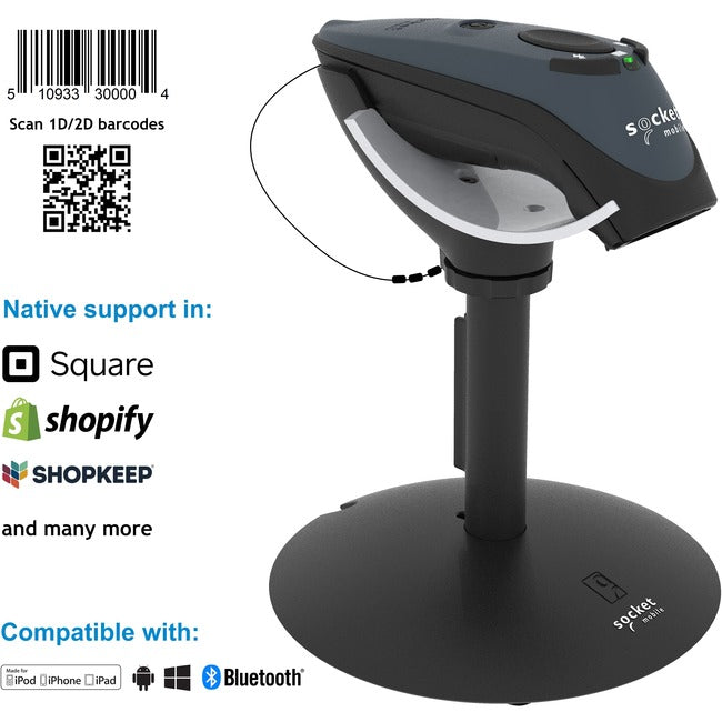 Socket Mobile DuraScan&reg; D740, Universal Barcode Scanner, Gray & Charging Stand CX3541-2143