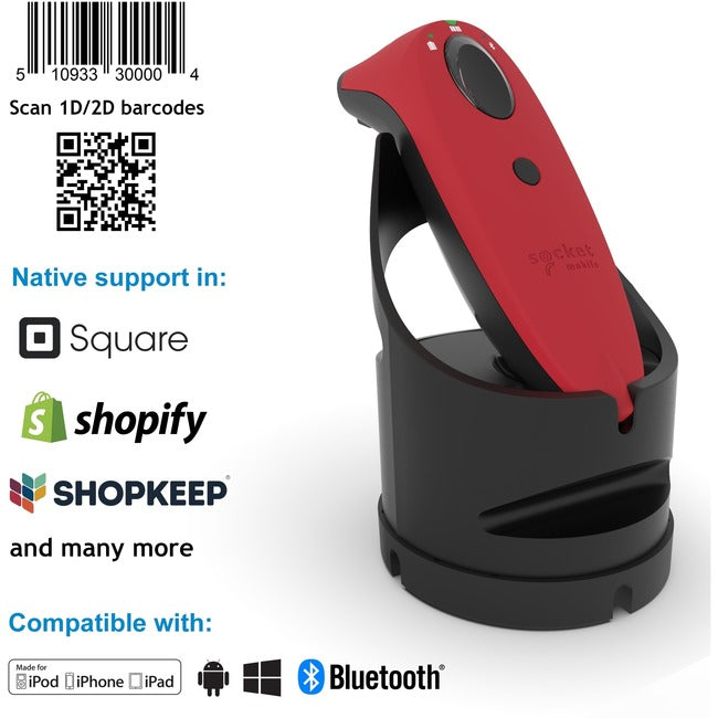 Socket Mobile SocketScan&reg; S740, Universal Barcode Scanner, Red & Black Dock CX3444-1907