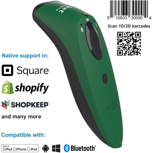 Socket Mobile Socketscan&Reg; S760, Ultimate Barcode Scanner, Dotcode & Travel Id Reader, Green