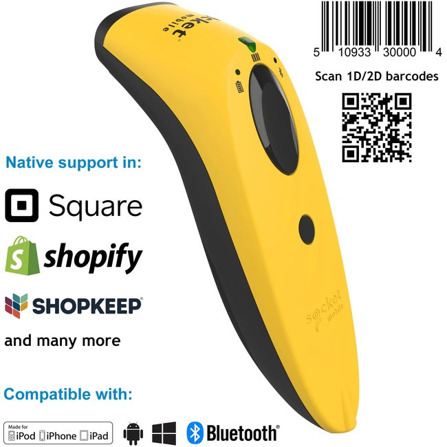 Socket Mobile Socketscan&Reg; S760, Ultimate Barcode Scanner, Dotcode & Travel Id Reader, Yellow