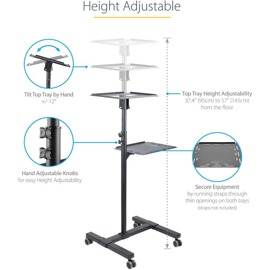 StarTech Heavy Duty Portable Projector Stand - 2 Shelves, 22lb Capacity ADJPROJCART