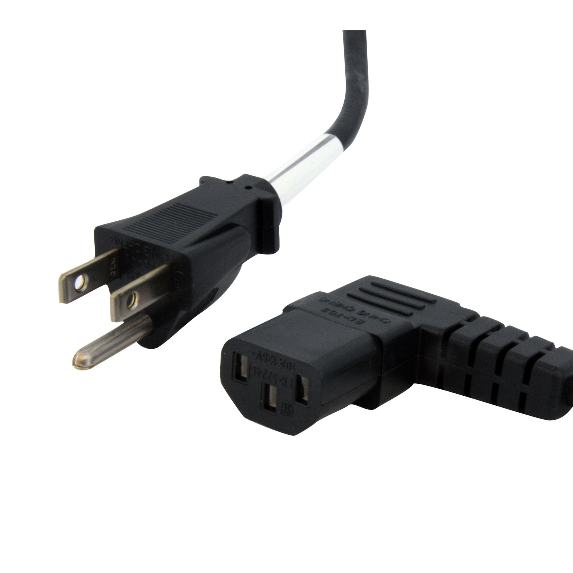 Startech.Com 10Ft (3M) Computer Power Cord, 18Awg, Nema 5-15P To Right Angle C13, 10A 125V, Black