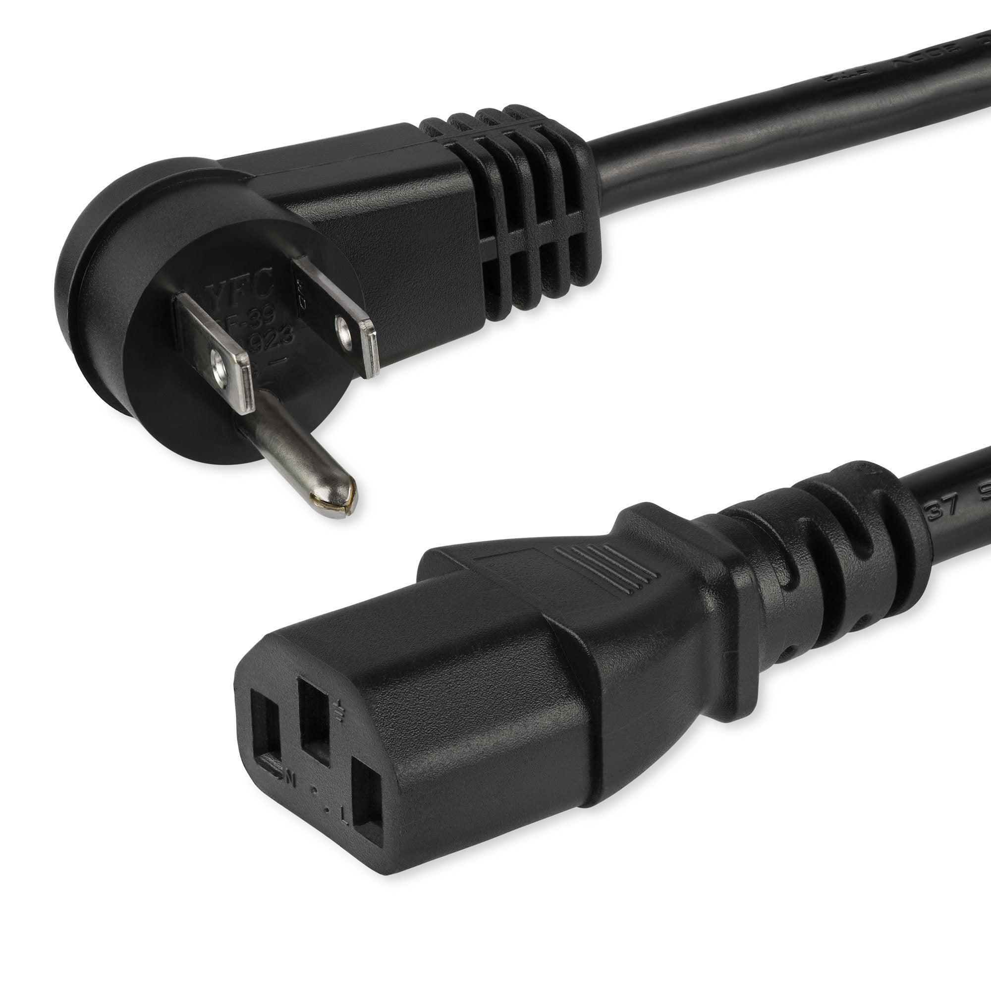 Startech.Com 10Ft (3M) Computer Power Cord, Right Angle Nema 5-15P To C13, 10A 125V, 18Awg, Black