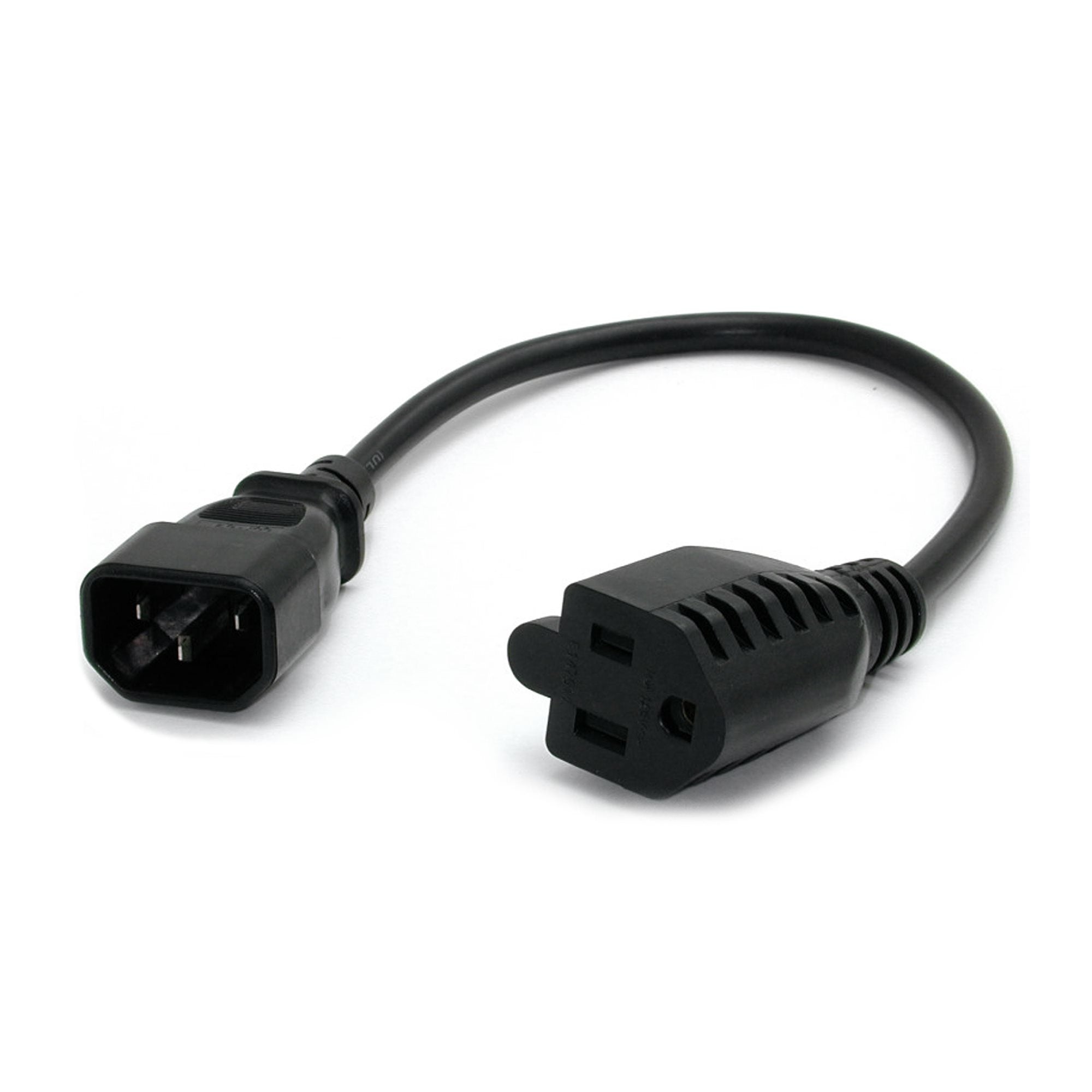 Startech.Com 1Ft (30Cm) Power Extension Cord, Iec 320 C14 To Nema 5-15R, 10A 125V, 18Awg, Black