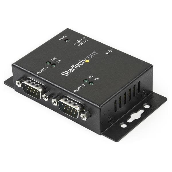 Startech.Com 2 Port Industrial Wall Mountable Usb To Serial Adapter Hub With Din Rail Clips
