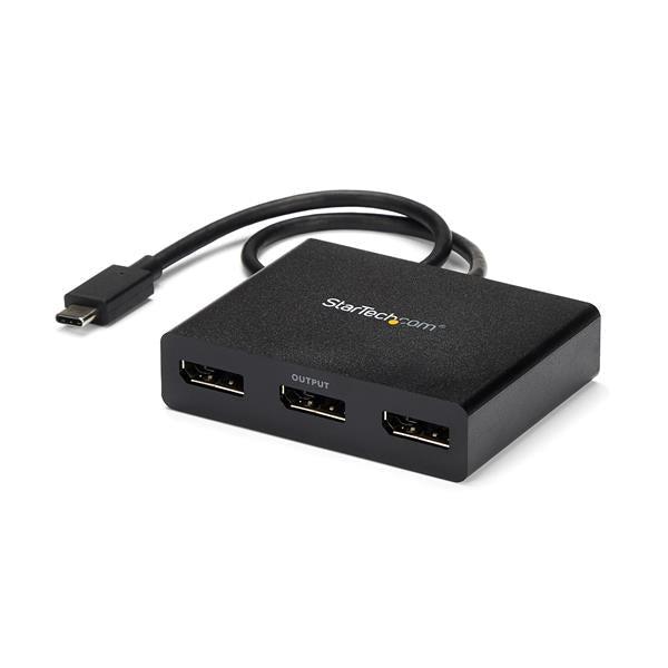 Startech.Com 3-Port Multi Monitor Adapter - Usb-C To 3X Displayport 1.2 Video Splitter - Usb Type-C To Dp Mst Hub - Dual 4K 30Hz Or Triple 1080P - Thunderbolt 3 Compatible - Windows Only