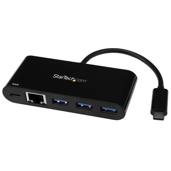 Startech.Com 3 Port Usb-C Hub With Gigabit Ethernet & 60W Power Delivery Passthrough Laptop Charging