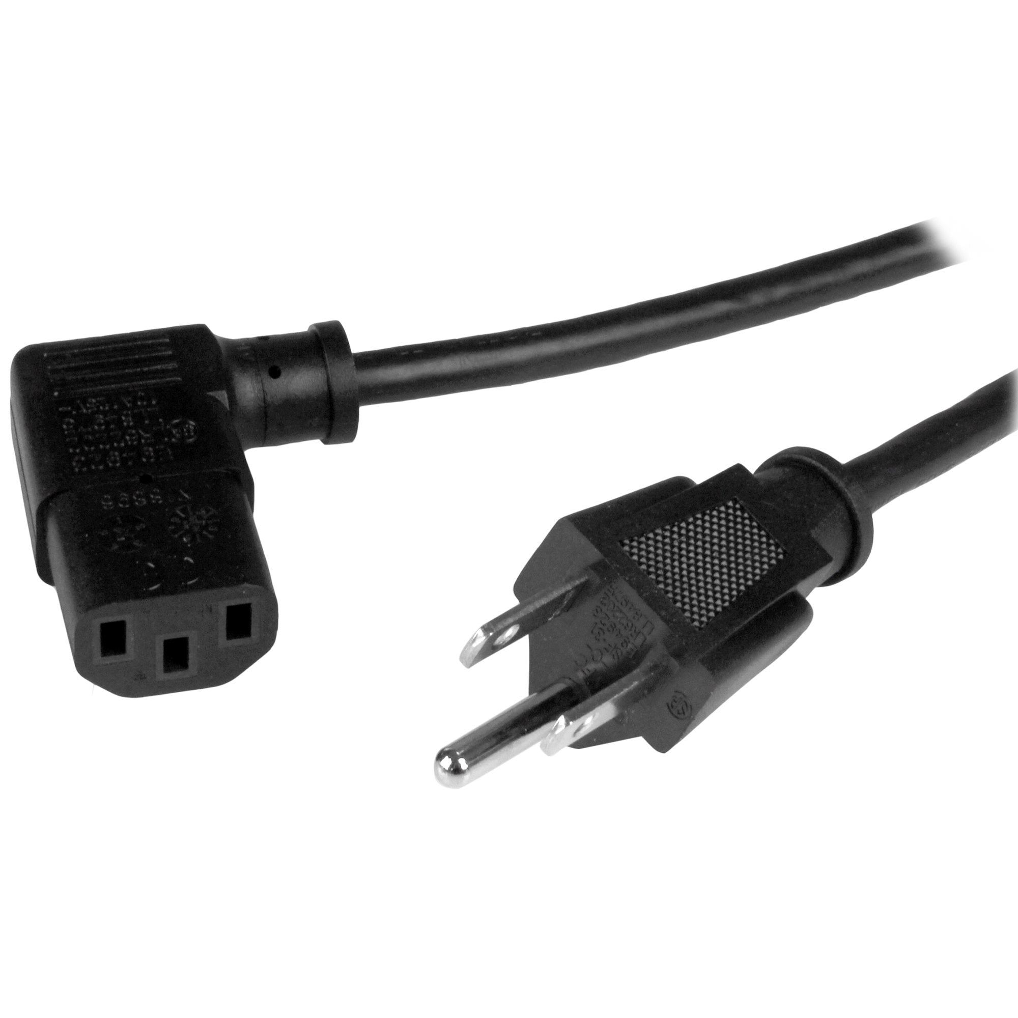 Startech.Com 3Ft (1M) Computer Power Cord, Nema 5-15P To Right Angle C13, 10A 125V, 18Awg, Black