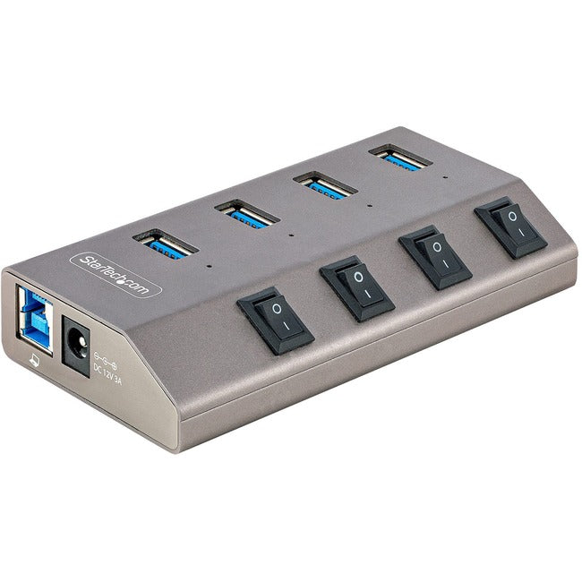Startech.Com 4-Port Self-Powered Usb-C Hub With Individual On/Off Switch, Desktop/Laptop Usb-C To Usb-A Hub, Usb Type C Hub W/Power Supply