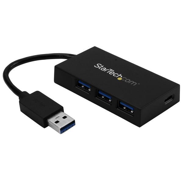Startech.Com 4 Port Usb 3.0 Hub - Usb Type-A Hub With 1X Usb-C & 3X Usb-A (Superspeed 5Gbps) - Usb Bus Or Self-Powered - Portable Usb 3.1/3.2 Gen 1 Bc 1.2 Charging Hub W/ Power Adapter