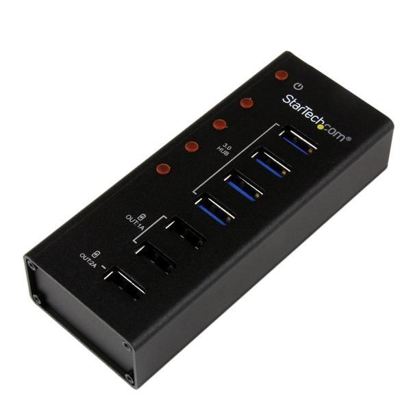 Startech.Com 4 Port Usb 3.0 Hub Plus 3 Dedicated Usb Charging Ports (2 X 1A & 1 X 2A) - Wall Mountable Metal Enclosure