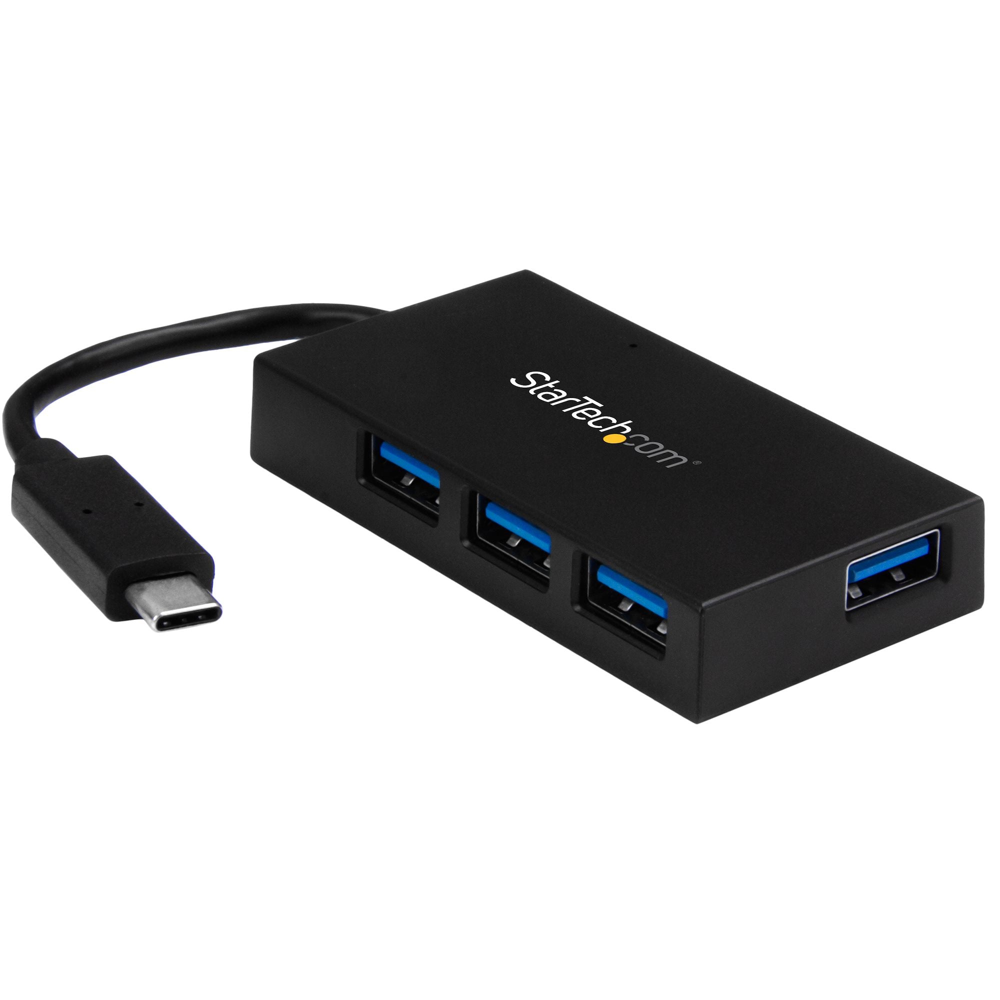 Startech.Com 4 Port Usb C Hub - Usb Type-C Hub W/ 4X Usb-A Ports (Usb 3.0/3.1 Gen 1 Superspeed 5Gbps) - Usb Bus Or Self Power - Portable Usb-C To Usb-A Bc 1.2 Charging Hub W/ Power Adapter