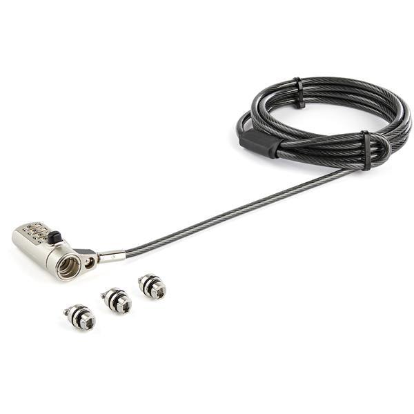 Startech.Com 6' (2M) 3-In-1 Universal Laptop Cable Lock - 4-Digit Combination Laptop/Desktop