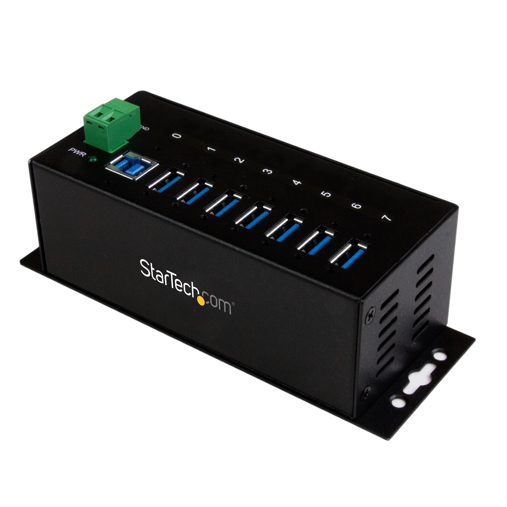 Startech.Com 7-Port Usb 3.0 Hub - Metal Industrial Usb-A Hub With Esd Protection & 350W Surge Protection - Din Rail, Wall Or Desk Mountable - Taa Compliant Usb Expander Hub