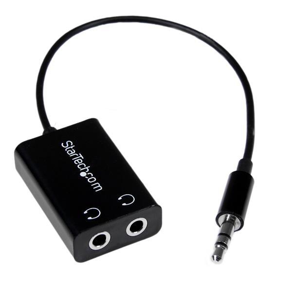 Startech.Com Black Slim Mini Jack Headphone Splitter Cable Adapter - 3.5Mm Male To 2X 3.5Mm Female
