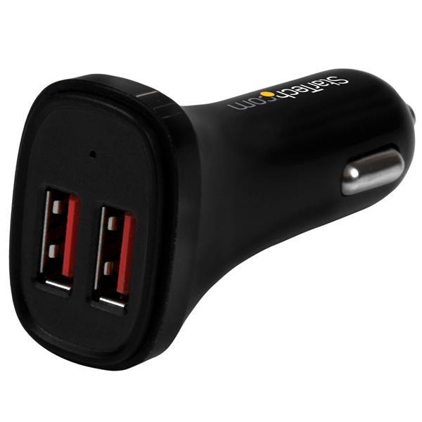Startech.Com Dual-Port Usb Car Charger - 24W/4.8A - Black