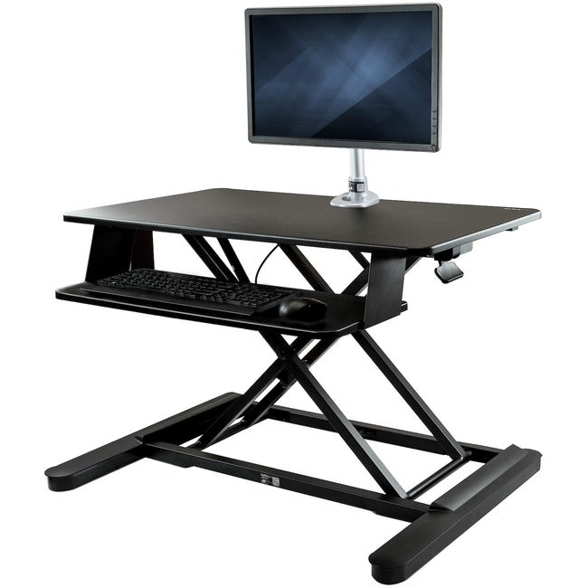 Startech.Com Sit-Stand Desk Converter With Monitor Arm - 35" Wide - Height Adjustable Standing Desk Solution - Arm For Up To 30" Monitor