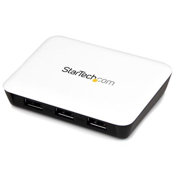 Startech.Com Usb 3.0 To Gigabit Ethernet Nic Network Adapter With 3 Port Hub - White