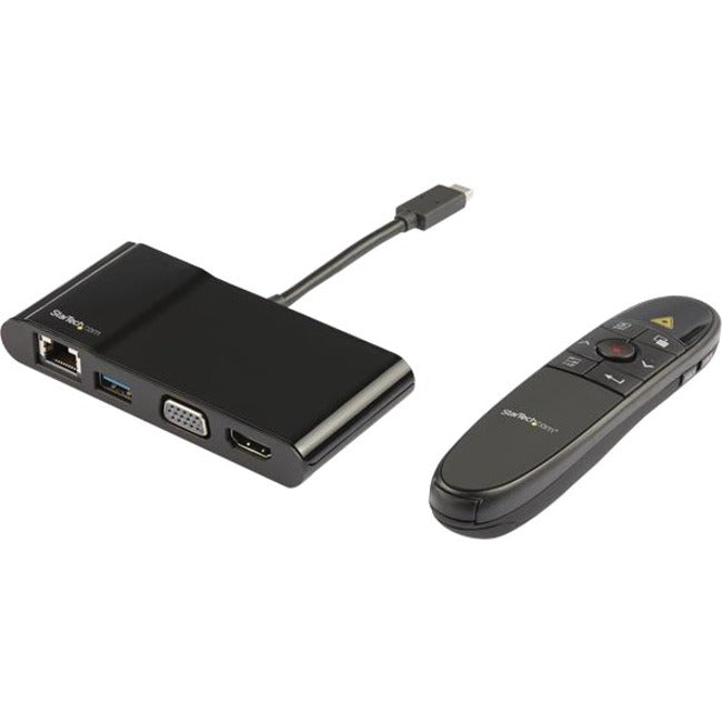Startech.Com Usb-C Multiport Adapter With Wireless Presentation Remote - Mac Or Windows - Vga Or 4K Hdmi - With Gigabit Ethernet - Laptop Docking Station Bundle