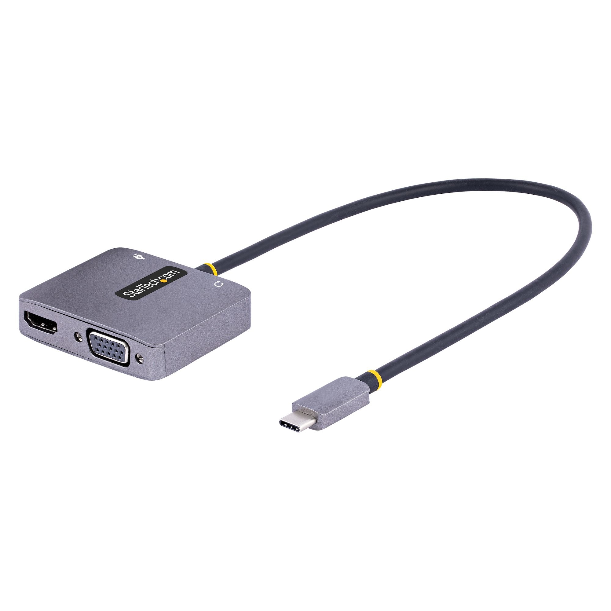Startech.Com Usb C Video Adapter, Usb C To Hdmi Vga Multiport Adapter W/ 3.5Mm Audio Output, 4K 60Hz Hdr, 100W Pd 3.0, Thunderbolt 3/4 Compatible - Usb C Display Travel Adapter