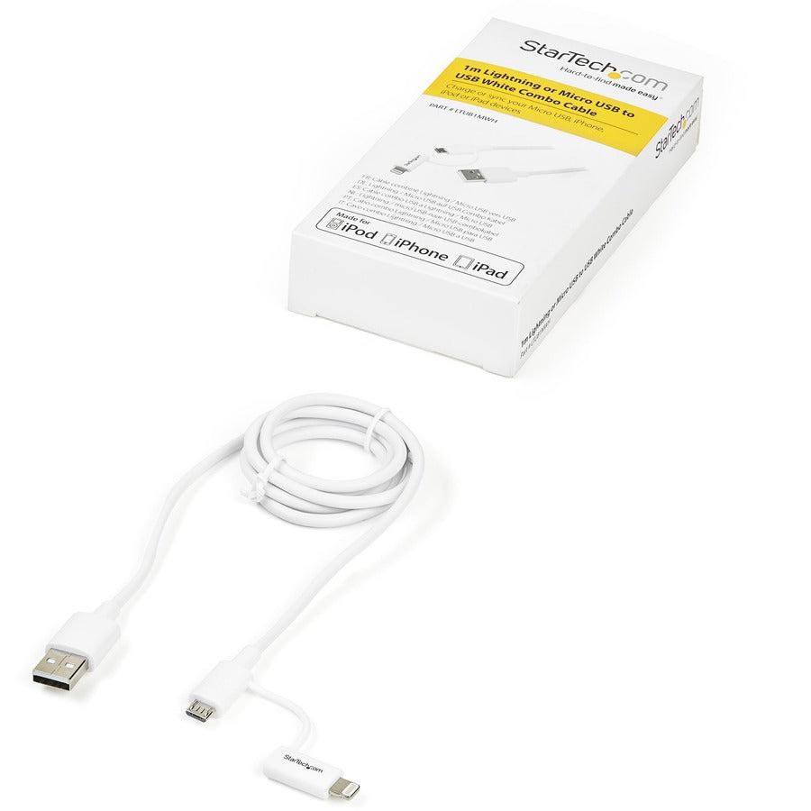 Startech.Com 1 M (3 Ft.) 2 In 1 Charging Cable - Usb To Lightning Or Micro-Usb For Iphone / Ipad /