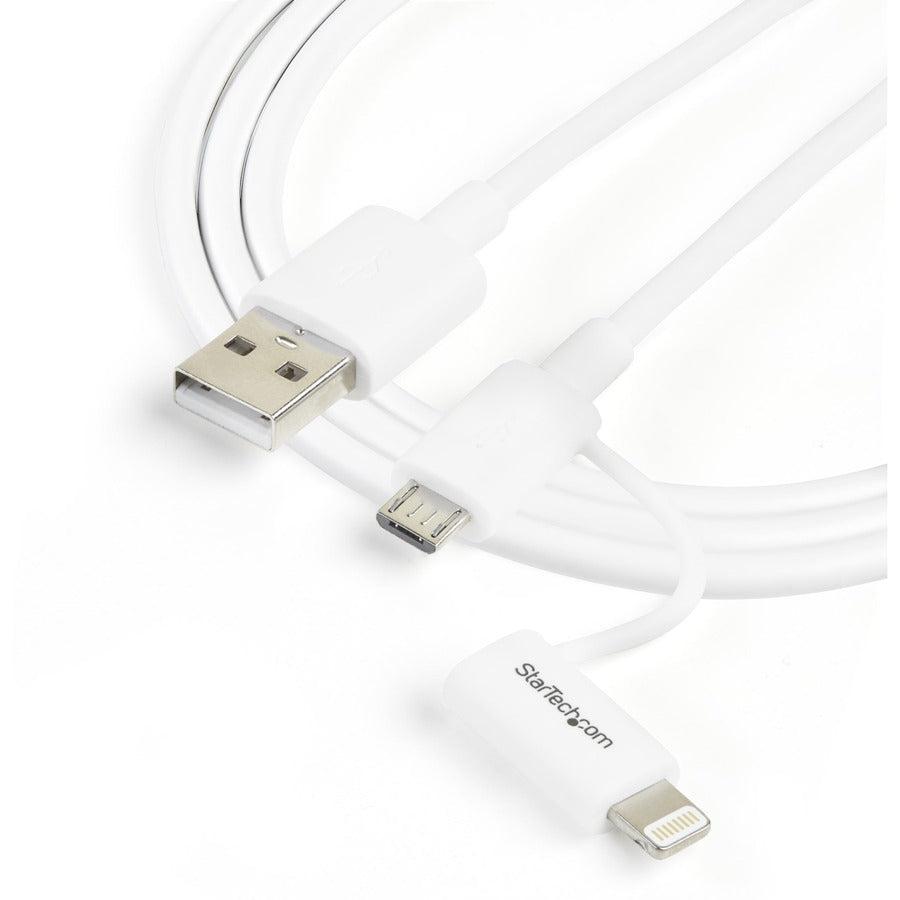 Startech.Com 1 M (3 Ft.) 2 In 1 Charging Cable - Usb To Lightning Or Micro-Usb For Iphone / Ipad /
