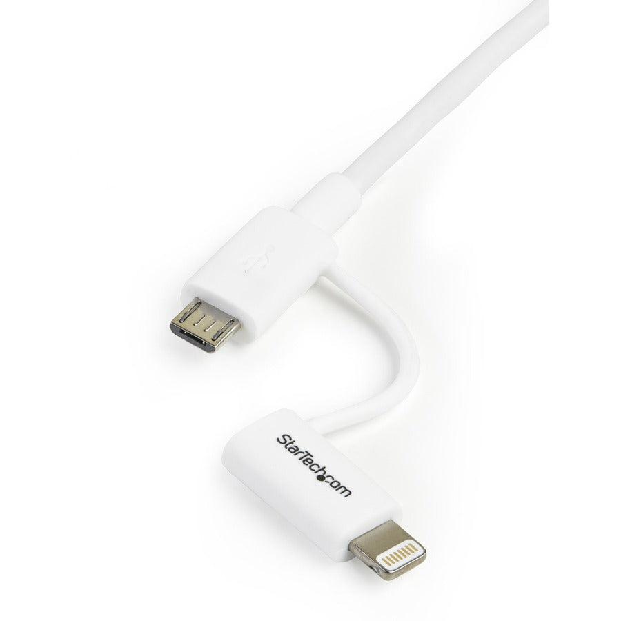 Startech.Com 1 M (3 Ft.) 2 In 1 Charging Cable - Usb To Lightning Or Micro-Usb For Iphone / Ipad /