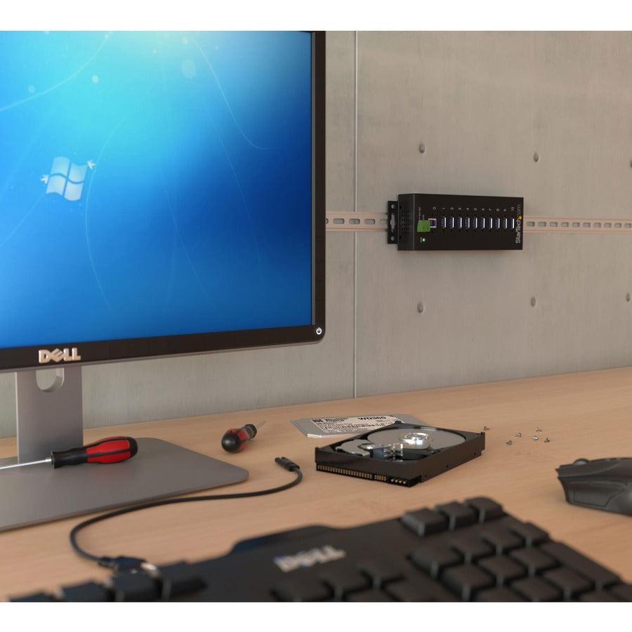 Startech.Com 10-Port Usb 3.0 Hub - Metal Industrial Usb-A Hub With Esd & Surge Protection - Din