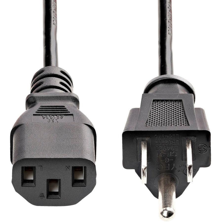 Startech.Com 10Ft (3M) Computer Power Cord, Nema 5-15P To C13, 10A 125V, 18Awg, Black Replacement Ac