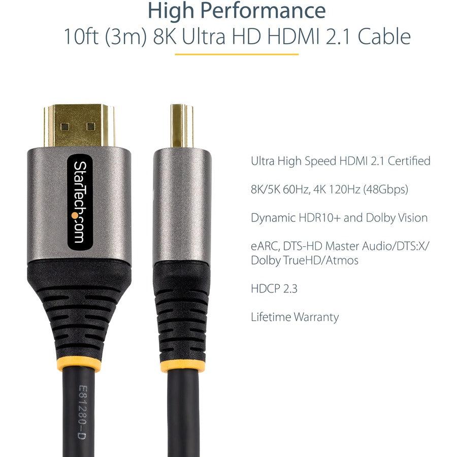 Startech.Com 10Ft (3M) Hdmi 2.1 Cable 8K - Certified Ultra High Speed Hdmi Cable 48Gbps - 8K 60Hz/4K