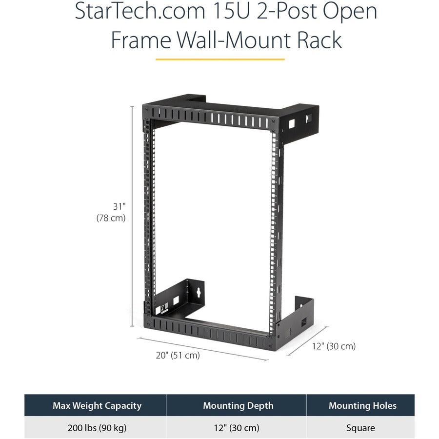 Startech.Com 15U 19" Wall Mount Network Rack - 12" Deep 2 Post Open Frame Server Room Rack For