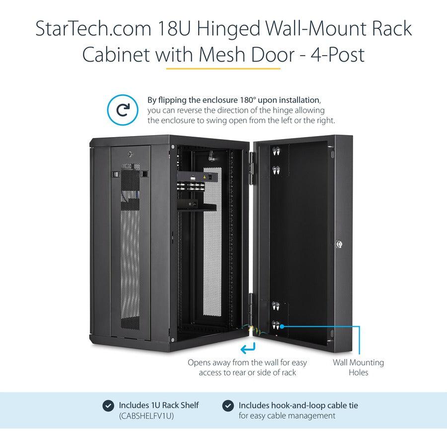 Startech.Com 18U 19" Wall Mount Network Cabinet - 16" Deep Hinged Locking It Network Switch Depth