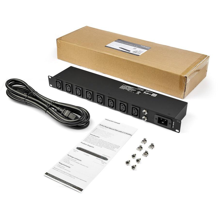 Startech.Com 1U 19 Inch 8 Port Rack Mount Pdu - Iec C13 Socket Rackmount Power Supply/Strip -