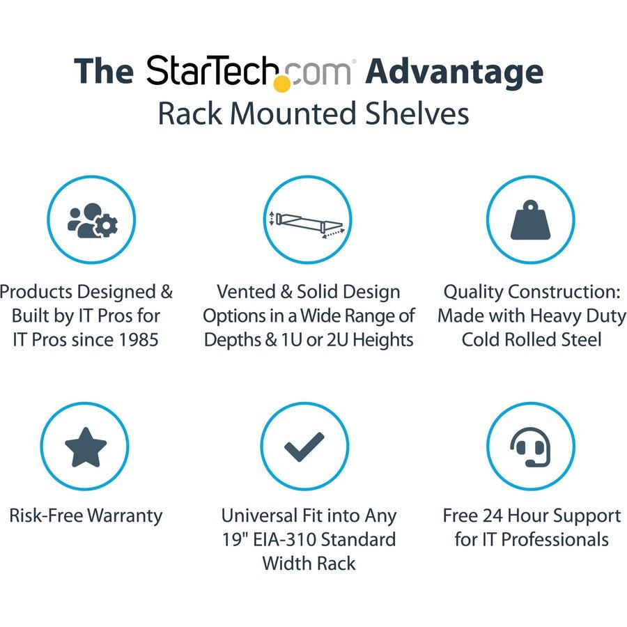 Startech.Com 1U Server Rack Shelf - Universal Vented Rack Mount Cantilever Tray For 19" Network Cabshelf1U7V